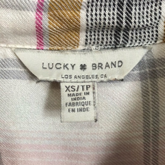 Lucky Brand Shirt XS Striped Button Up Oversized High Low - Picture 2 of 6
